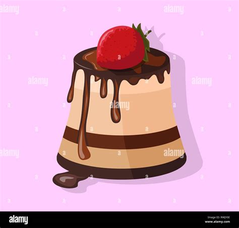 Icon Fruit Biscuit Cake With Strawberry Vector Illustration Food Flat Illustration Stock