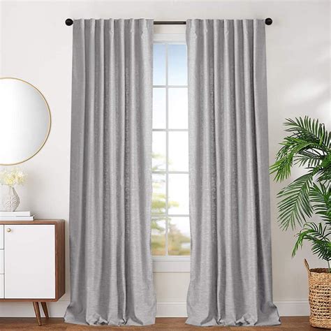 Jinchan Grey Cotton Curtains For Bedroom Solid Cotton