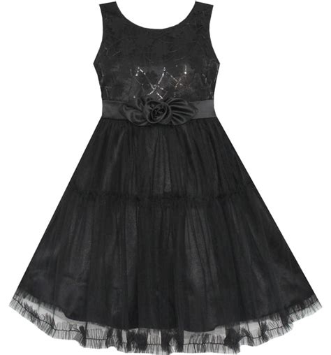 girls dress shinning sequins tulle layers party pageant black sunny fashion