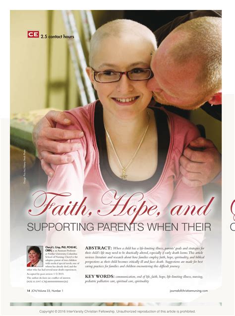 Pdf Faith Hope And Spirituality Supporting Parents When Their