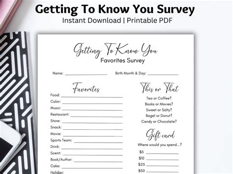 Employee Favorite Things Survey Coworker Questions Printable Etsy