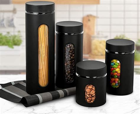 Buy Canister Sets For Kitchen Counter Matte Black Kitchen Decor And