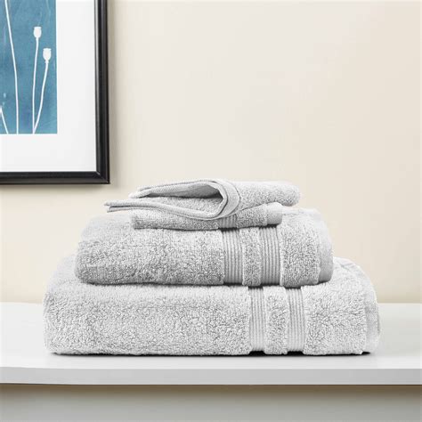 Mainstays Performance Solid 6 Piece Bath Towel Set Soft Silver