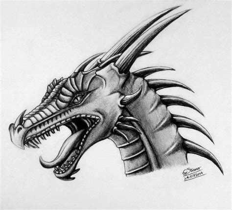 Pencil drawing of dragons is very interesting and popular among kids. Dragon Head Drawing by LethalChris on DeviantArt