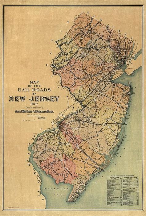 Antique Map Of New Jersey 1887 327 X 220 By Bluemonocleprints 5800