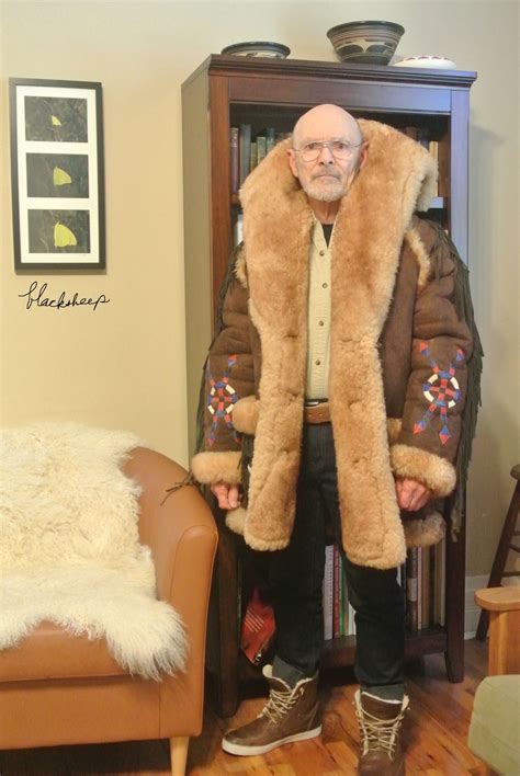 Very Heavy Appliqued And Fringed Sheepskin Coat With Huge Collar Mens Fur Coat Mens Winter