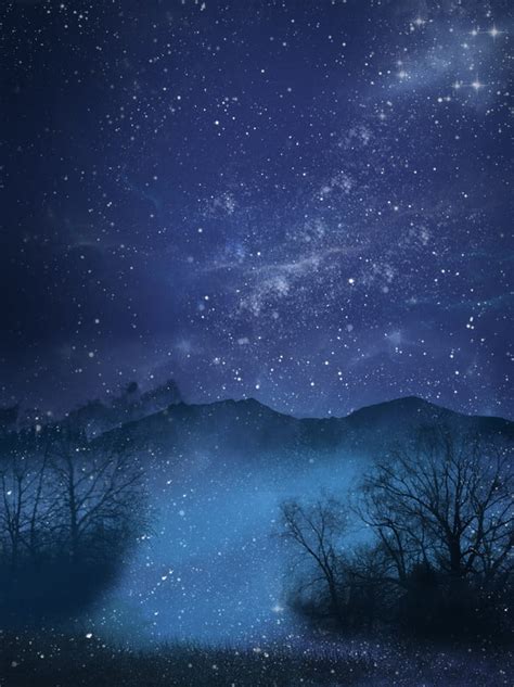 Full Hand Drawn Windy Starry Night Sky Background Wallpaper Image For