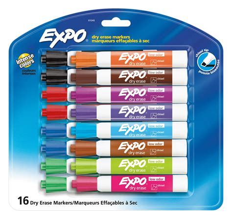 Expo Low Odor Dry Erase Markers Chisel Tip Assorted 16 Count
