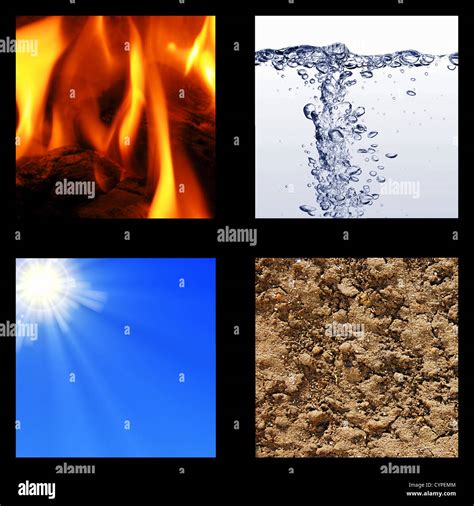 Die Vier Elemente Erde Wind Wasser Und Feuer Stockfotografie Alamy