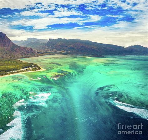 Aerial View Of The Underwater Waterfall Mauritius Photograph By