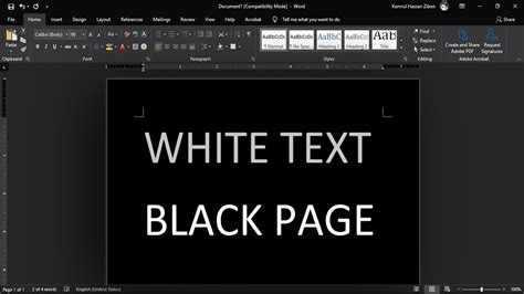 How To Turn Microsoft Word Black Background White Text 😲 Youtube