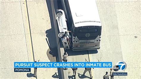 Suspect Fleeing Chp Crashes Into Los Angeles County Sheriffs Inmate Bus
