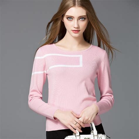 High Quality New Autumn Thin Pullover Sweater Women Chest Pink