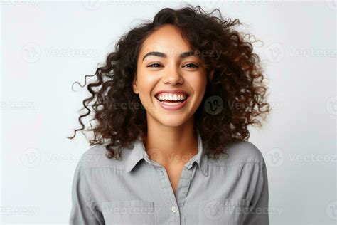 Close Up Isolated Studio Shot Of Good Looking Cheerful Positive Young
