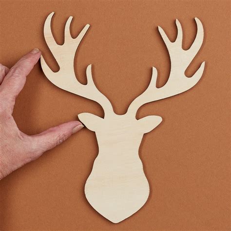 Large Unfinished Wood Deer Head Cutout Holiday Wood Cutouts