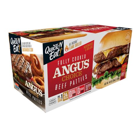 Quick N Eat Fully Cooked Angus Choice Beef Patties 3 Lb Delivery Or