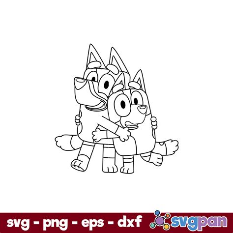Bluey And Bingo Heeler Puppy Dog Outline Svg Bluey Svg Cartoon Svg