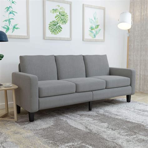 Buy Mecor Modern Upholstered Sofa Couch W Thick Cushion Deep Seat Mid Century Convertible