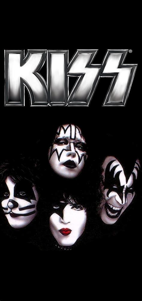 Kiss Album Cover With The Bands Faces Painted In White And Black On A