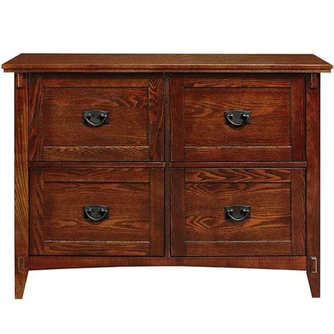 Shown in oak with a cherry finish and mission drawer handle hardware. Mission Shaker Craftsman Oak File Cabinet