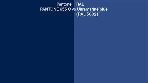 Pantone 655 C Vs Ral Ultramarine Blue Ral 5002 Side By Side Comparison
