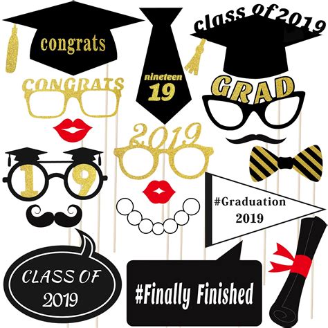 Tinksky 18pcs Graduation Booth Photo Prop Posing Class Of 2019 Funny