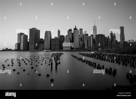 New York Downtown Skyline Black And White Stock Photo Alamy