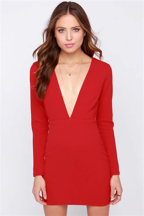 Sexy Red Dress Long Sleeve Dress Backless Dress 7700 Lulus