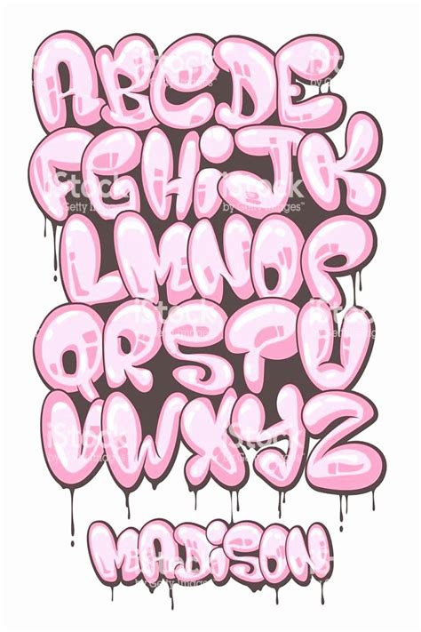 Graffiti Bubble Shaped Alphabet Set Royaltyfree Graffiti Bubble Shaped