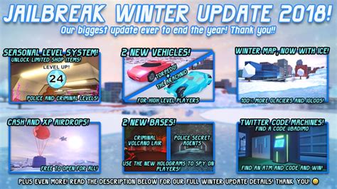 Since 2017, it has been our mission to provide readers with. 2018 Winter Update | ROBLOX Jailbreak Wiki | FANDOM powered by Wikia