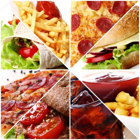 Should you buy fast food stocks? Fast Food Collage — Stock Photo © yekophotostudio #5974401