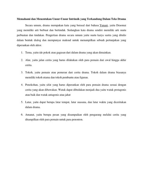 Contoh Teks Drama Singkat Beserta Unsur Intrinsiknya - Berbagai Unsur