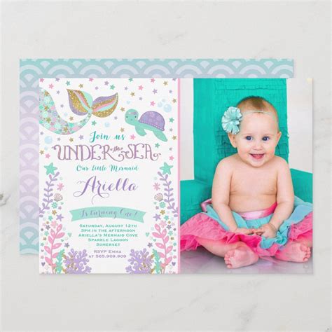 Mermaid Birthday Invitation Under The Sea Party Zazzle Mermaid