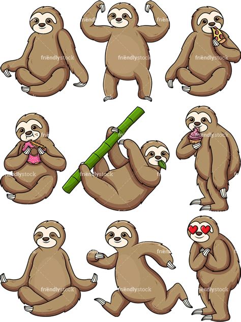 Share the best gifs now >>> Sloth Cartoon Character Vector Clipart - FriendlyStock
