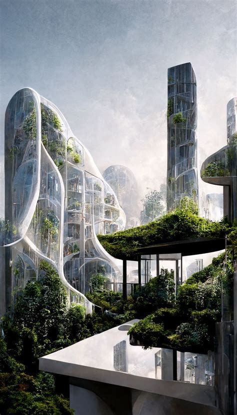 Biophilic Urban Design Architecture Futuristic Cinematic Render Midjourney Imagined Scifi City