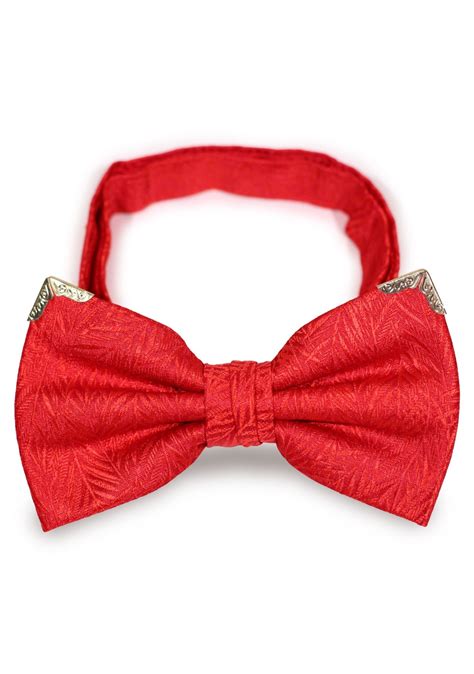 Luxe Red Bow Tie With Golden Tips Formal Cherry Red Designer Bow Tie