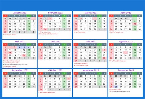 Download Template Kalender Tahun 2022 Masehi Hijriyah Jawa Cdr Pdf 