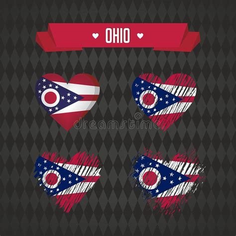 Ohio Collection Of Four Vector Hearts With Flag Heart Silhouette