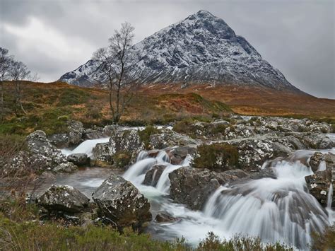 Time Lapse Photography Of Waterfalls Near Mountain Peak Scotland Hd