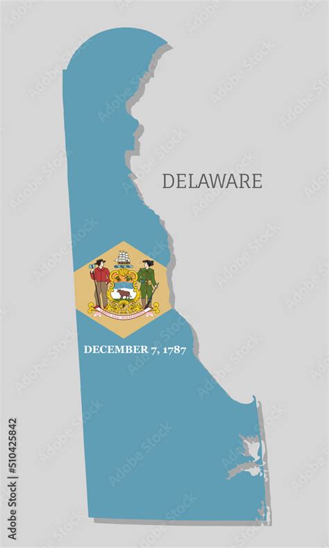 Map Of Delaware State With National Flag Inside Highly Detailed Map Of