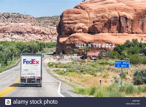Moab Usa August 13 2019 Fedex Truck On Utah Scenic Byway Highway
