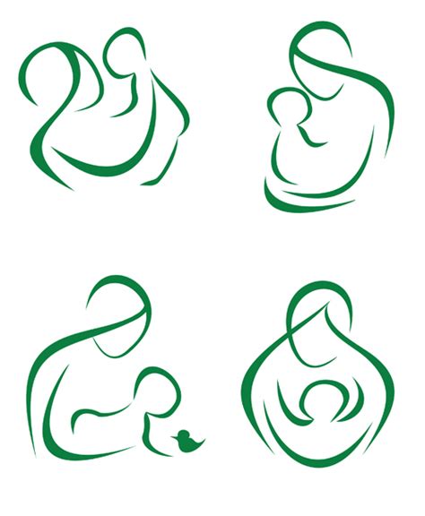 Mother and baby line silhouette vector Free Vector / 4Vector