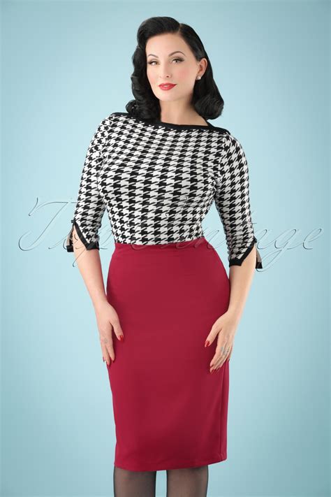 50s Paula Pencil Skirt In Red