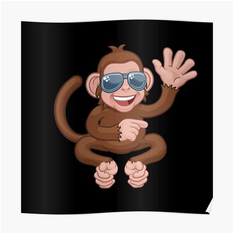 Monkey Wearing Sunglasses Poster By Audrey100 Redbubble