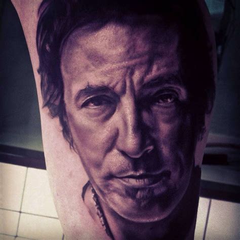 Greyscale Portrait Tattoo Bruce Springsteen Famous Portraits