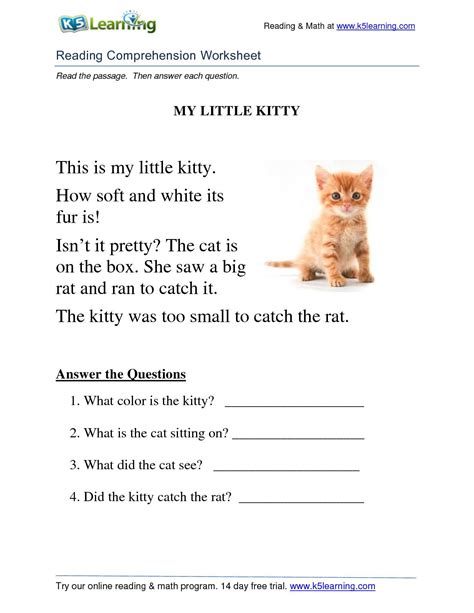 Calaméo Reading Comprehension Worksheet Grade 1 Kitty — Db