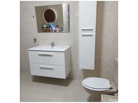 Mueble Para Baño Blanco Aruba Con Espejo Y Columna Incluye Lavabo Y