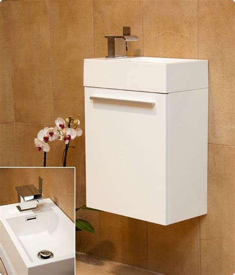 Durab Tiny Space Saving Bathroom White Vanity Unit Wall Mounted