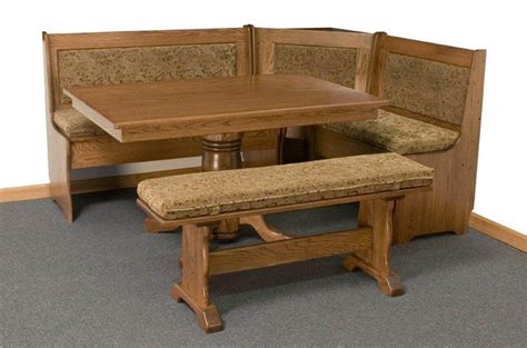 Custom made in complementary styles, including mission, traditional, modern and country. Traditional Corner Breakfast Nook Set from DutchCrafters Amish