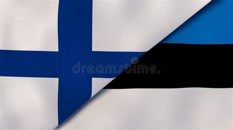 Finland And Estonia Flags Crossed Flags Vector Illustration Stock